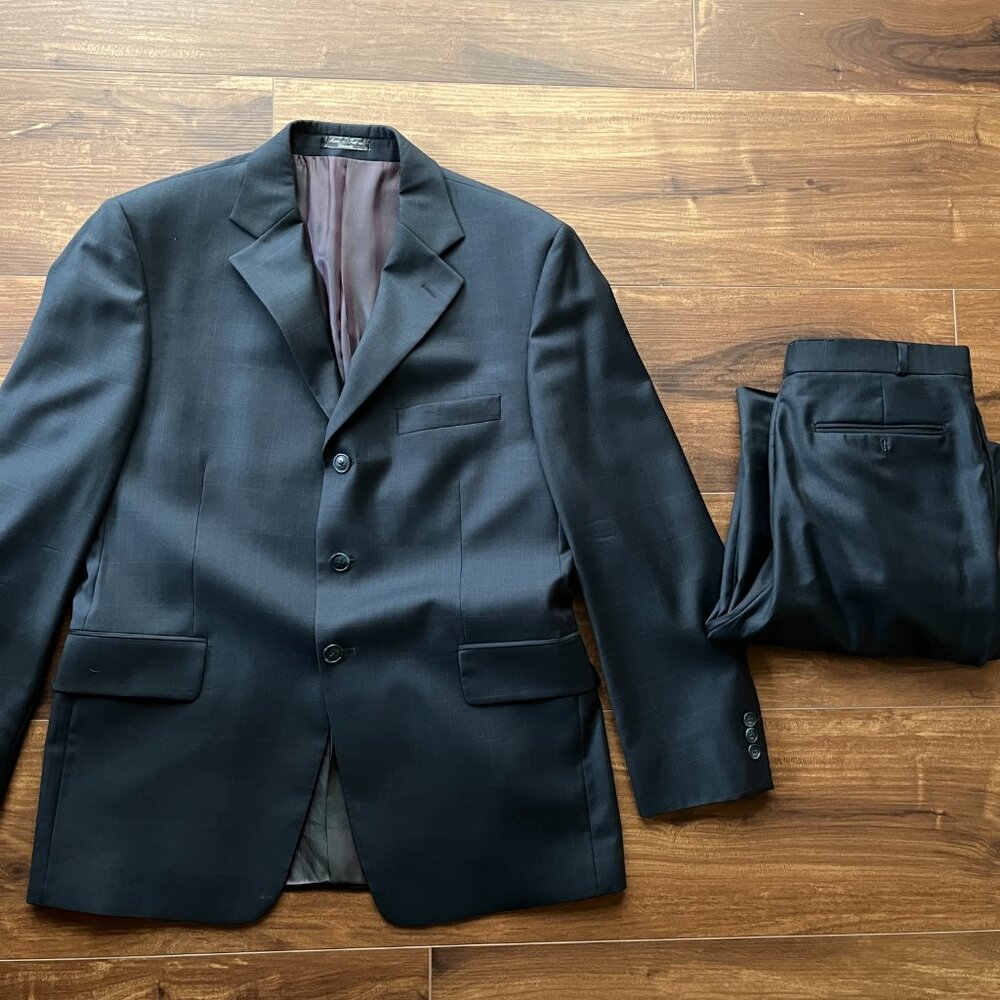 Ultimo Uomo Black plaid suit window pane formal wedding business office